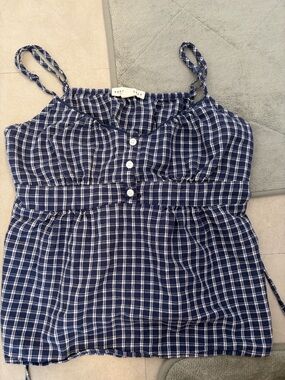 Aeropostale  Navy Blue Plaid Button-Front Cami